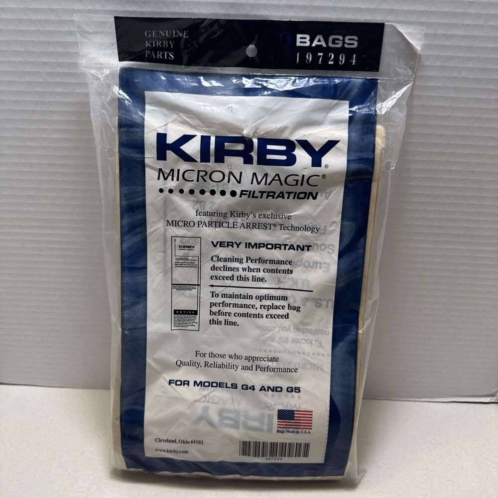 Genuine Kirby G4 and G5 Micron Magic Vacuum Bags 3 pk Original 197294